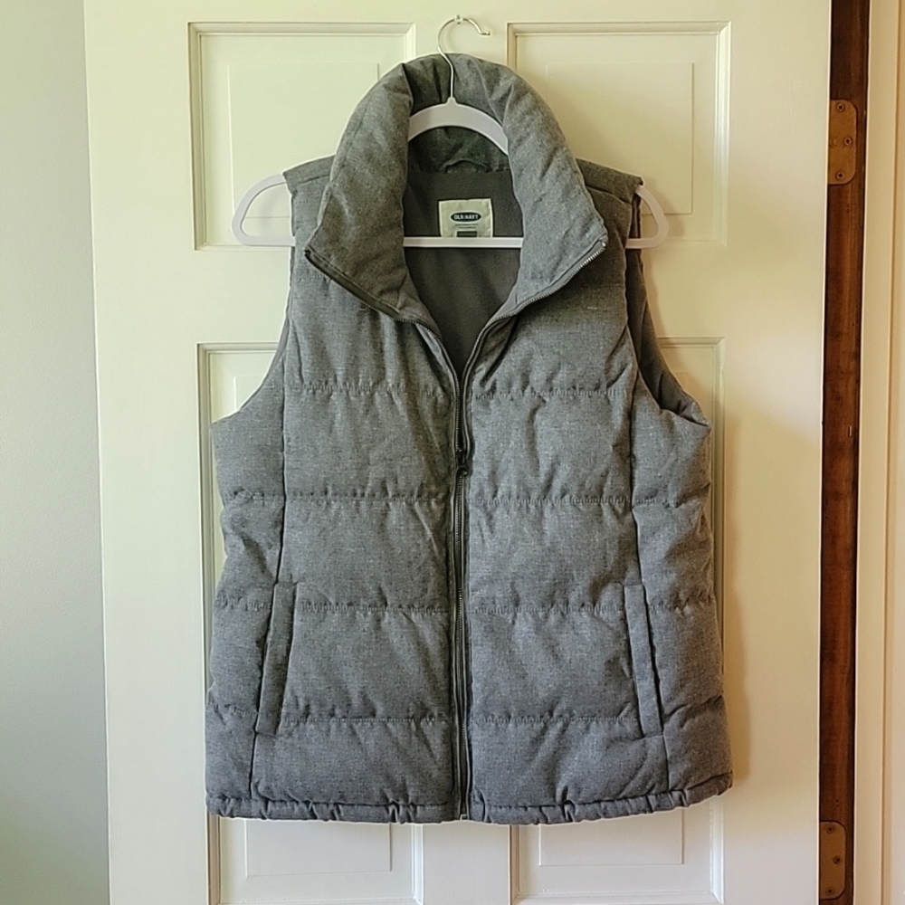 Old Navy Puffer Vest Heather Grey Size Large